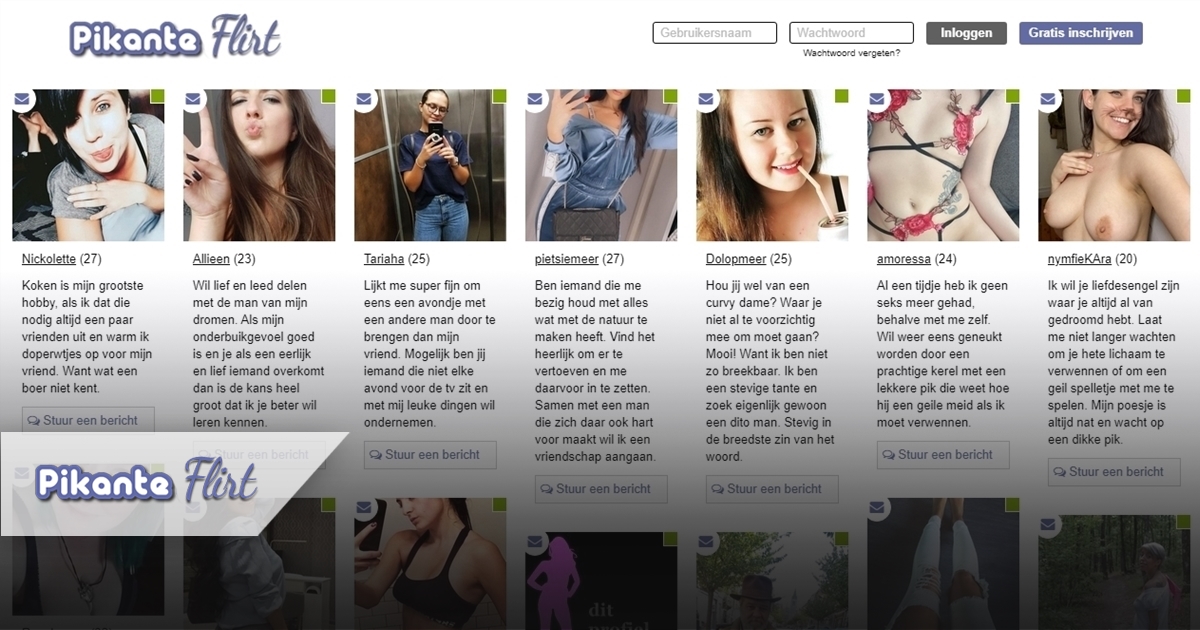 pikanteflirt is een fictieve erotischechatsite met fictieve profielen van aantrekkelijke vrouwen en opzoek naar seksueel getinte chats